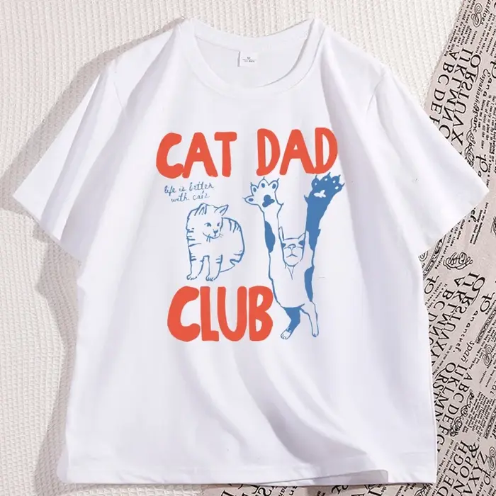 Chat papa T-Shirt drôle hommes décontracté