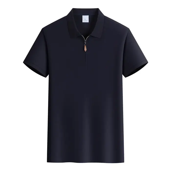 Polo décontracté léger à col zippé pour homme