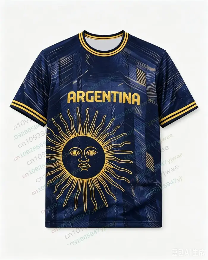 Maillot de football Argentine tendance pour couple, T-shirt décontracté à manches courtes et col ron