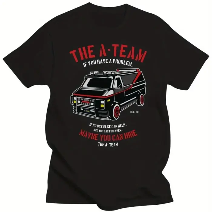 T-shirt pour hommes plus grands avec le design humoristique de l'émission télévisée A-Team Van des a