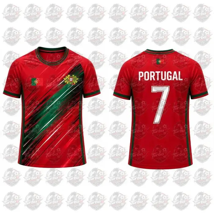 Maillot de football pour homme avec imprimé drapeau du Portugal 2026, T-shirt de sport respirant et 