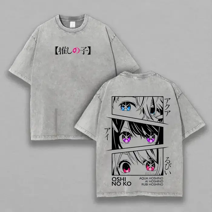 [OSHI NO KO] T-shirt imprimé Hoshino Ai pour hommes, vêtements d'été à manches courtes en coton, t-s