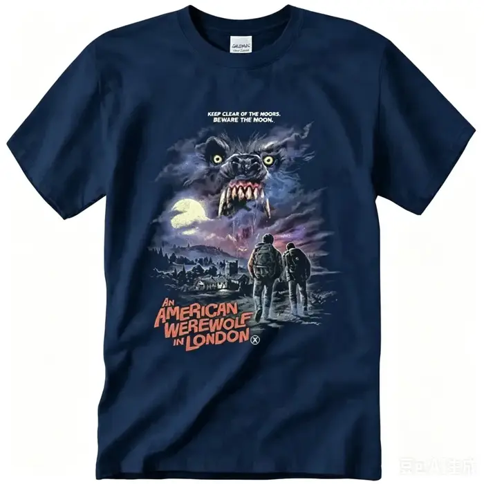 T-shirt noir imprimé Monstre Loup Géant 2026 été, motif Lune Sauvage, coupe ample et oversize, manches courtes, style Goth