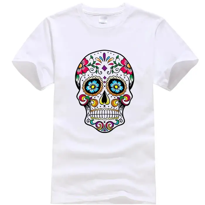 T-shirt homme haute qualité 100% coton Style de rue ample Cool crâne imprimé été hommes