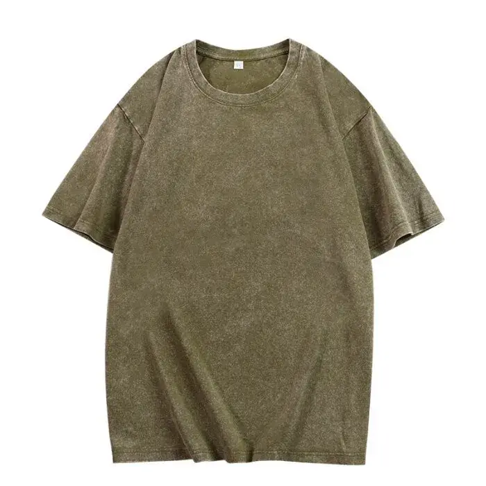 Streetwear lavé en détresse T-shirt pour hommes surdimensionné européen et américain épaules dénudées manches coton femmes t-shirts