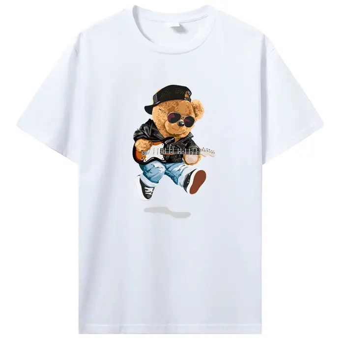 T-shirt ours en peluche jouant au badminton pour hommes