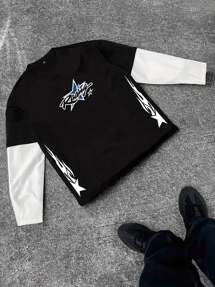 Nouveau T-shirt à manches longues pour hommes pour le printemps et l'automne 2025 avec la mode de ru