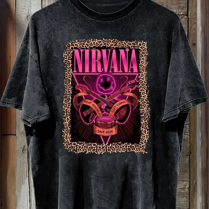 Femmes Vintage Nirvana imprimé haute rue métal motif lavé Y2k graphique t-shirts Streetwear esthétiq