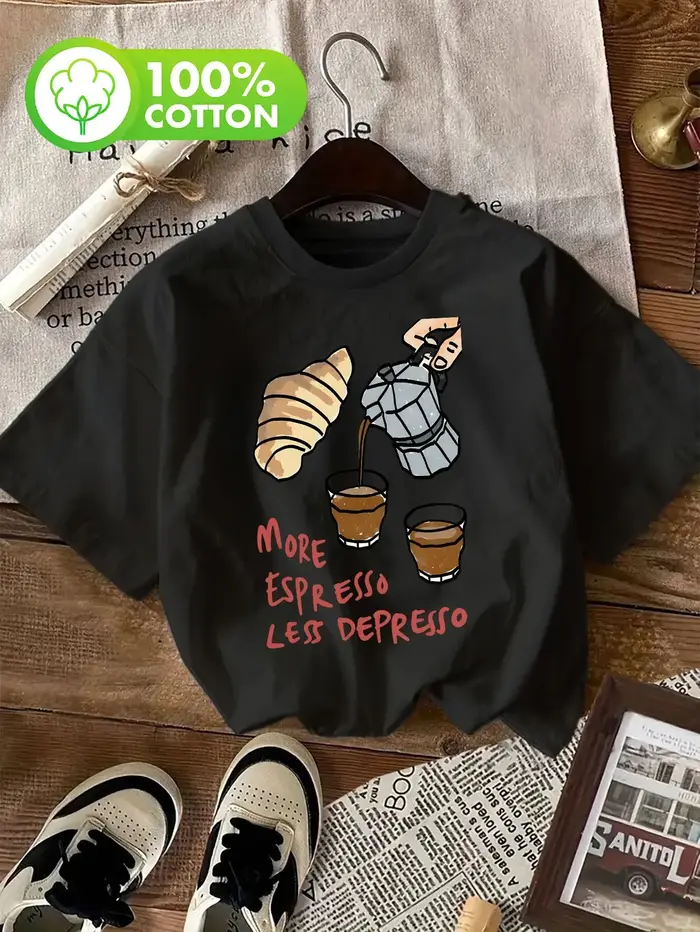 100% coton femmes café amant T-Shirt plus expresso moins depresso graphique T-Shirt doux chemise de 
