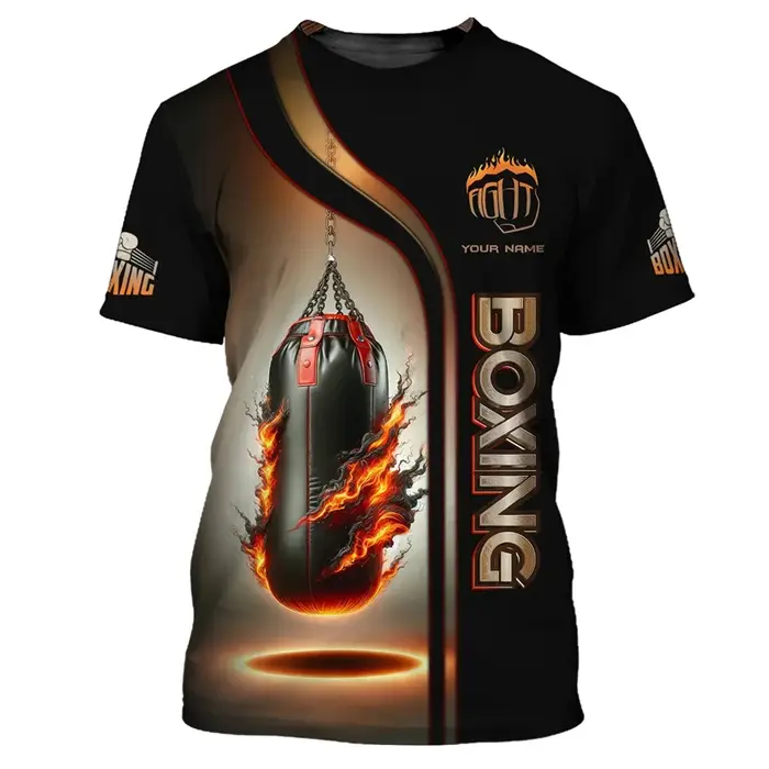 Mode boxe graphique T-shirts pour hommes tendance d'été à manches courtes 3D imprimé sport