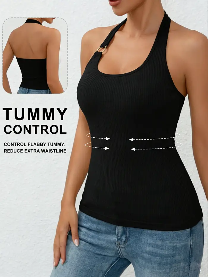 Débardeur côtelé pour femme à col halter