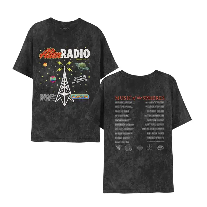 COLDPLAY Alien Radio Music Of TheSpheres World Tour Tee T-shirt en pur coton pour hommes et femmes