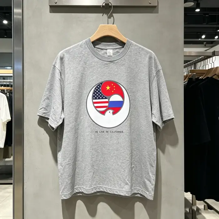 T-shirt unisexe Yzy 2026 à manches courtes avec imprimé étoile à cinq branches sur la poitrine, Kany