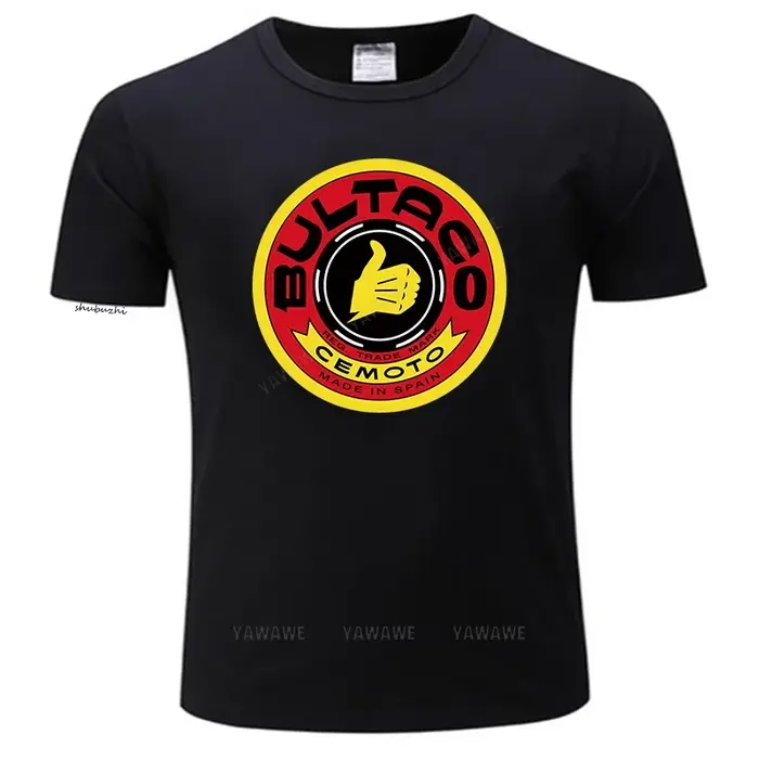 T-shirt col rond homme noir, estival et de haute qualité, à la mode, unisexe, Bultaco CemPain Hurcyc
