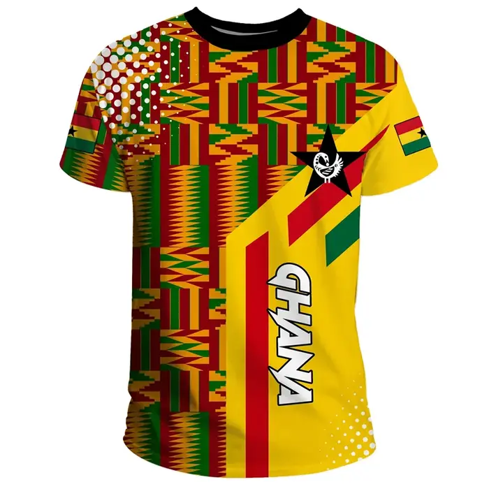 T-shirt africain ghanéen imprimé en 3D pour hommes, blason, t-shirts décontractés à col rond, t-shir