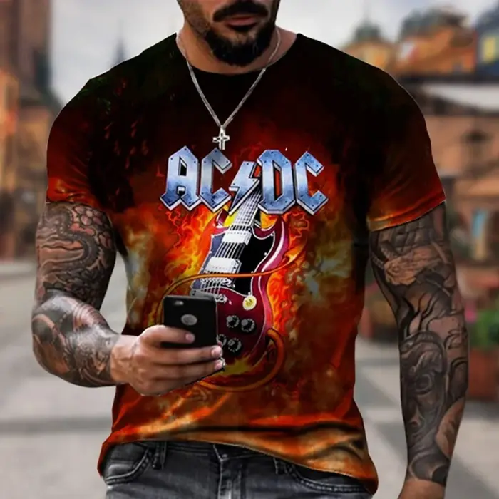 T-shirts imprimés en 3D sur le thème de la musique rock, tendance mode personnalisée pour l'été, t-s