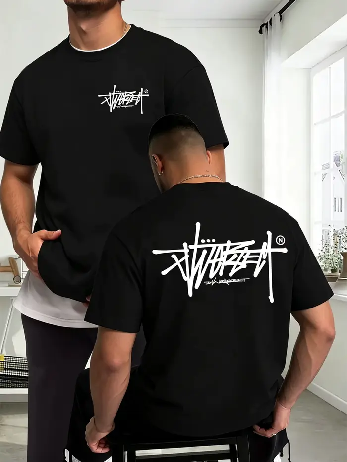 T-shirt en coton blanc avec motif graffiti, tendance streetwear, pour hommes et femmes, été