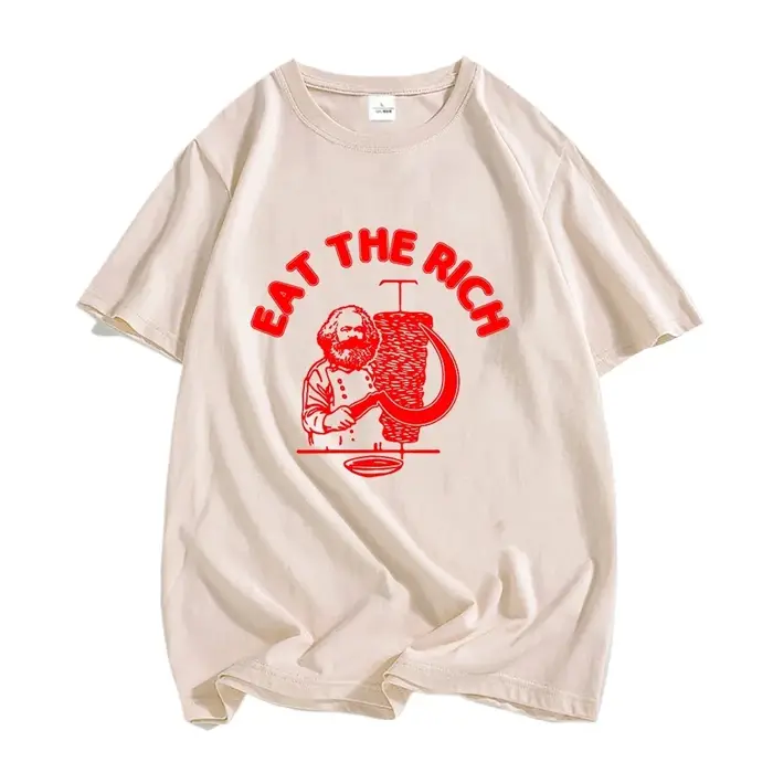 T-Shirt Eat The Rich lettre imprimée femmes t-shirts basique été T-Shirt hauts col rond décontracté