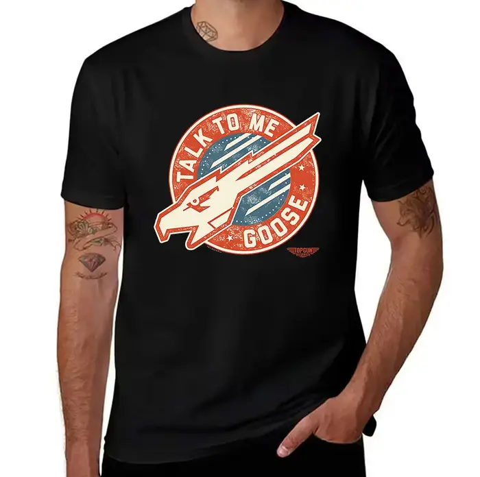 T-shirt en coton pour homme avec motif Top Gun Maverick Talk To Me Goose, style vintage sur le thème