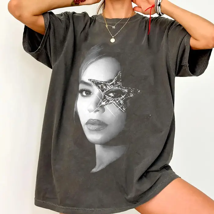T-shirts de chanteur américain Beyonce Face Boxy imprimé graphique