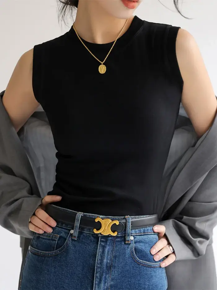 Camisole en coton à col rond pour femme
