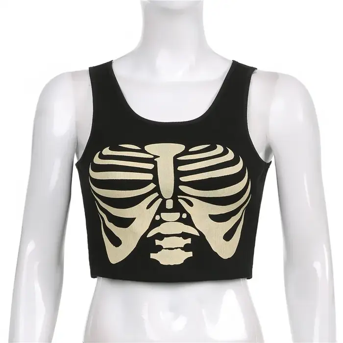 T-shirt gothique pour femmes, Streetwear décontracté, Harajuku, slim, à la mode, avec crâne, Y2K