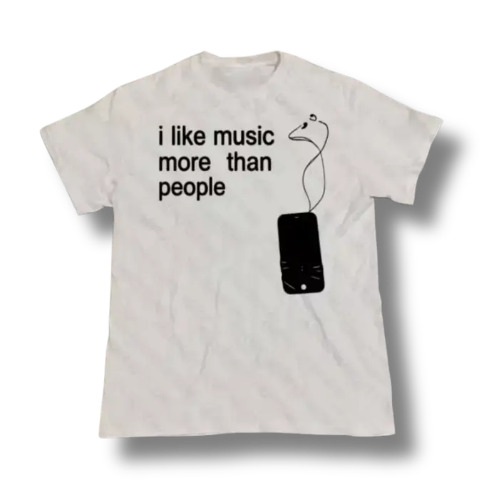 T-shirt graphique pour hommes, noir, mode rétro, unisexe, j'aime la musique plus que les gens, nouve
