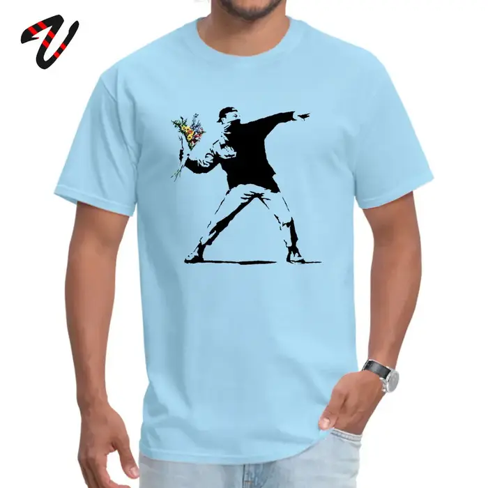 Swag Banksy lanceur de fleurs T-shirts 100% coton tissu hommes t-shirt