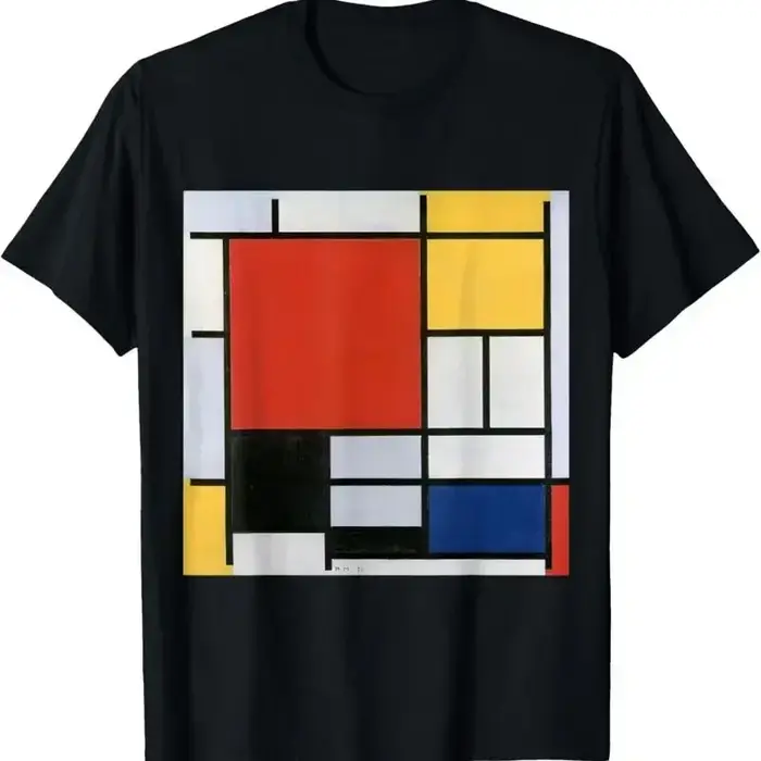 Composition de Mondrian avec t-shirt de peinture artistique rouge