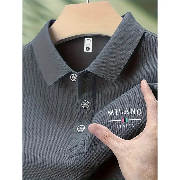 Polo pour homme Jindian, décontracté, à manches courtes, avec boutons, tissu extensible, style été,