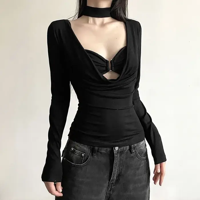 Y-Ulzzang-T-shirt à manches longues pour femmes