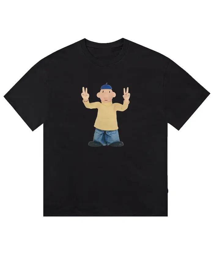 T-shirt à motif imprimé de personnages de dessins animés amusants, tendance de la mode, manches cour