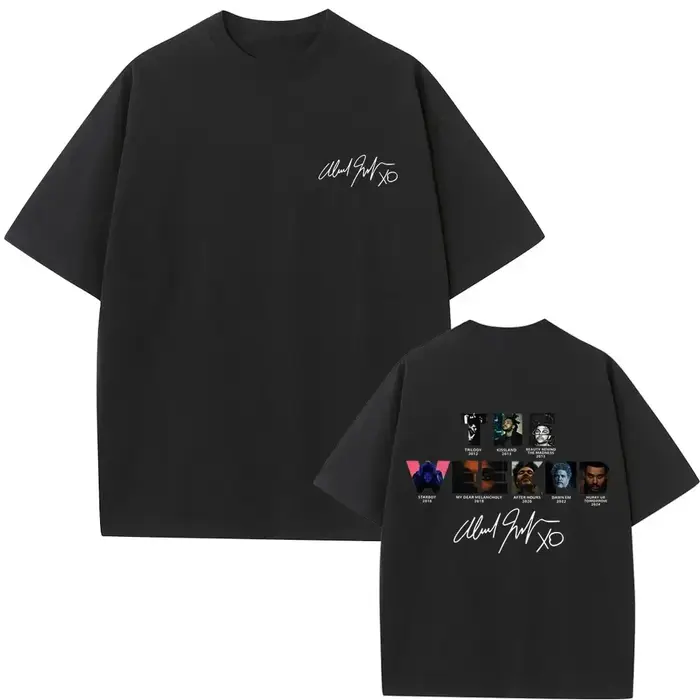 T-shirt graphique avec couverture d'album musical du rappeur The Weeknd, pour hommes et femmes, mode hip-hop, t-shirt surdimensionné, t-shirt décontracté en coton rétro pour homme