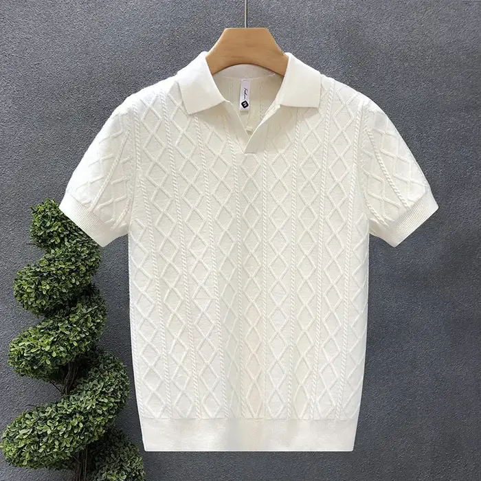 Pull à manches courtes pour homme, décontracté, tricoté, nouvelle collection été 2026, T-shirt de ba