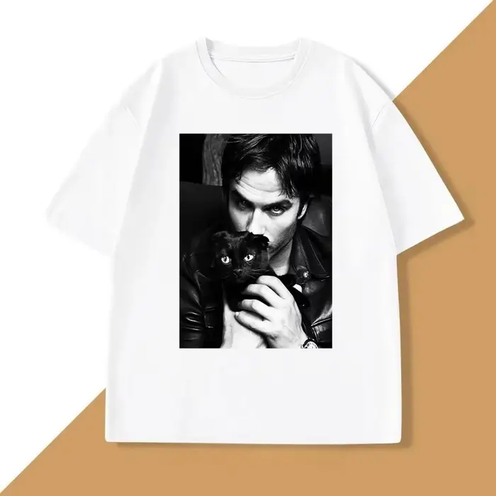 Damon Salvatore TV drame chat graphique t-shirt pour femmes vêtements rétro gothique hauts manches Harajuku