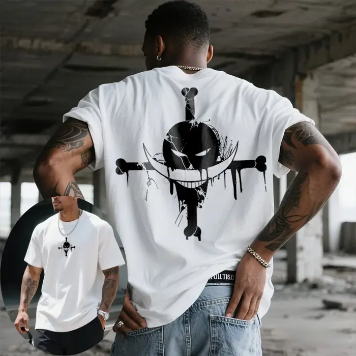 T-shirt avec logo des pirates Whitebeard, One Piece Edward Newgate Anime Casual Streetwear T-shirt b