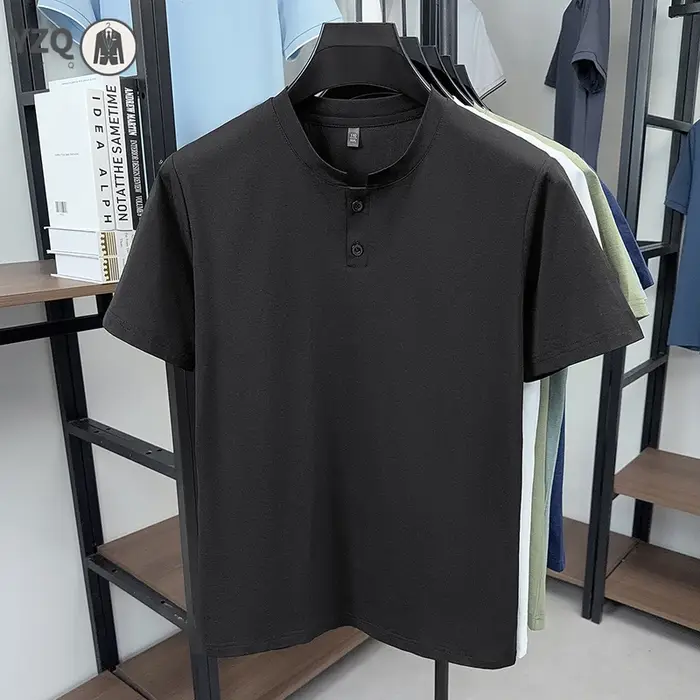 T-shirt à col Henley anti-rides pour homme