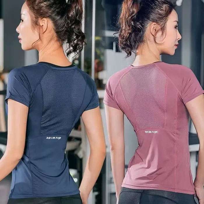 Vêtements de sport pour femmes, vêtements de yoga, t-shirt de sport pour femmes, haut de taille plus, vêtements de fitness, course à pied
