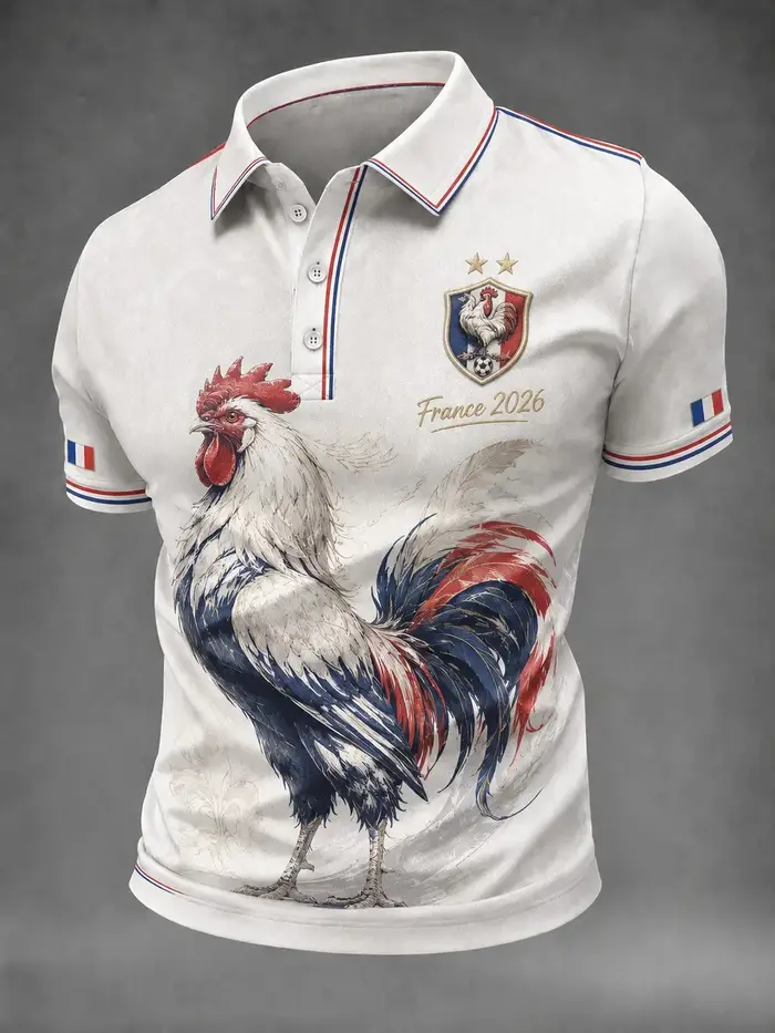 Polo de football pour supporters français édition 2026 - Impression 3D - Tendance et confortable - C