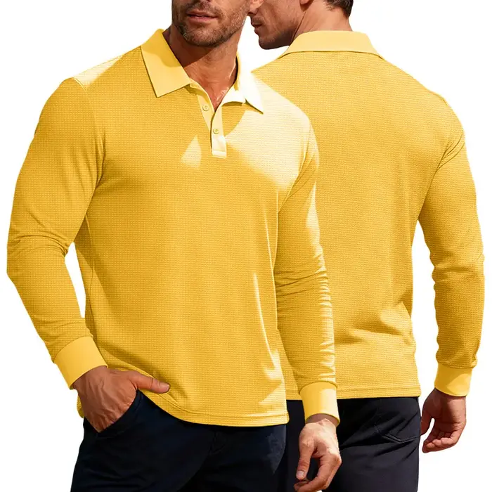 Polo à manches longues pour hommes, col à boutons décontracté, vêtements de vacances, T-Shirt à moti
