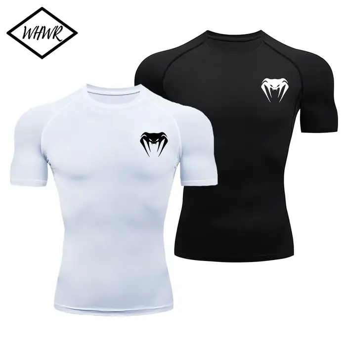 T-Shirt de Compression hommes vêtements de Sport de musculation à manches courtes chemises d'entraînement à séchage
