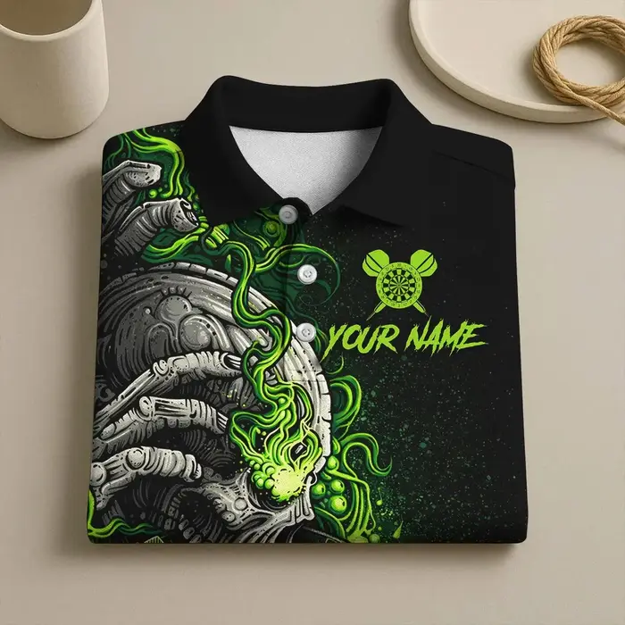 Polo personnalisé pour homme avec motif crâne et fléchettes