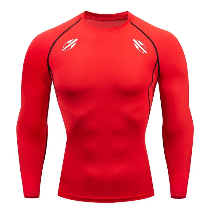 Chemises de compression solides pour hommes, manches longues, athlétiques, anti-transpiration, sous-