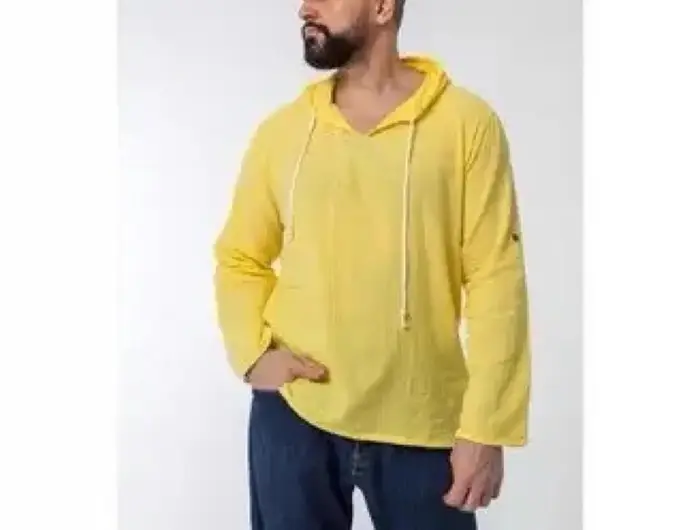 Chemise à capuche en lin et coton pour homme