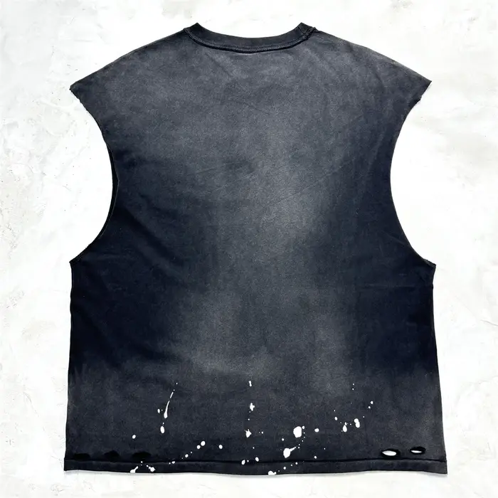 Sans manches Saint trou lavé T-shirt hommes femmes meilleure qualité hauts