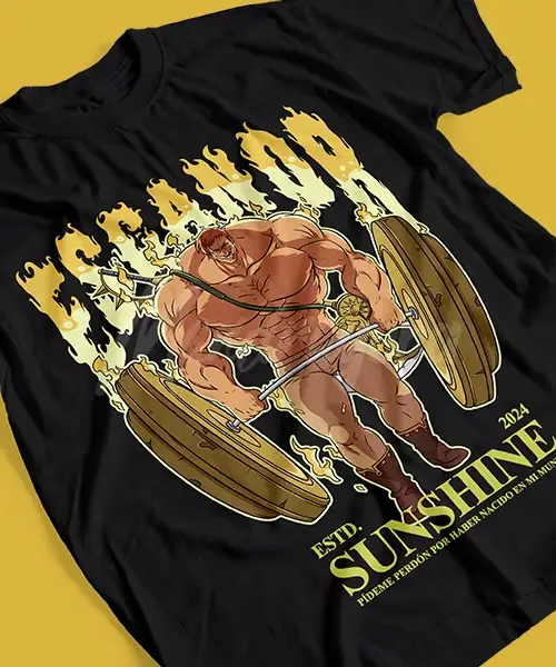 T-shirt pour Anime Nanatsu no Taizai Escanor GYM Leon del Sol y El Poder del Orgullo