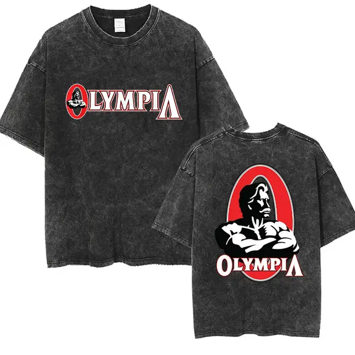 T-shirt graphique vintage délavé pour homme Olympia Gym 2026