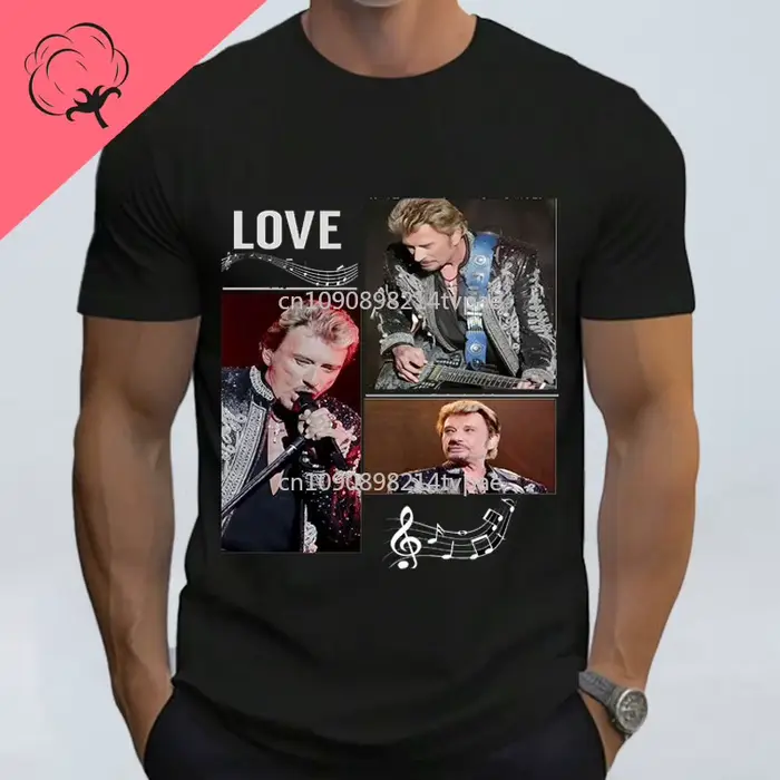 Johnny Hallyday Camiseta célèbre France Rock musique Fan cadeaux Camisa Classique T-Shirt classique 