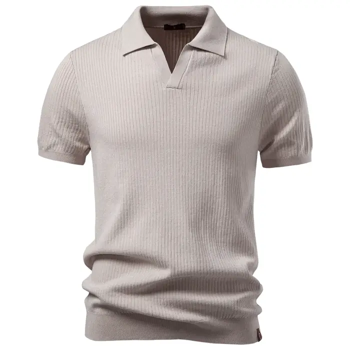 Polo Classique Homme AIOPESON – Couleur Unie, Respirant, Élégant, Décontracté, Style Luxe « Old Mone