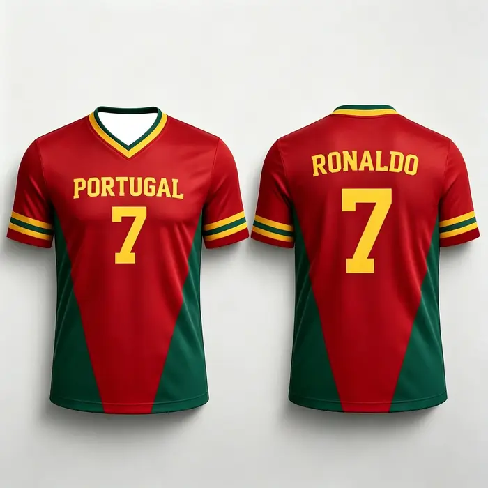 T-shirt de sport pour supporters de football du Portugal, pour hommes, femmes, garçons, enfants, parents, col en V, séchage rapide, manches courtes, t-shirt pour enfants